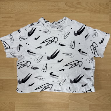 T‑shirt corta bianca con stampa grafica nera Taglia S