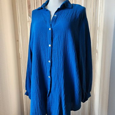 Oversize Musselinbluse in Royalbla