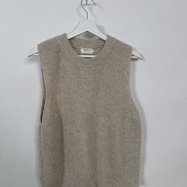 Beige knit sweater vest