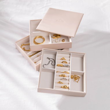 Beige Schmuck-Aufbewahrungs-Box (3er Set)