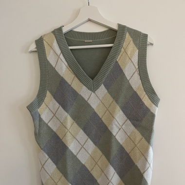 Veste / Grün / Karo / Wolle