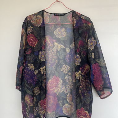 Sheer Floral Kimono Jacket