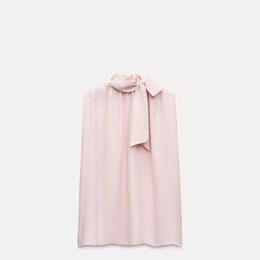 Powder Pink Satin Top with Scarf