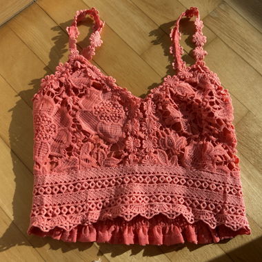 Coral Lace Top