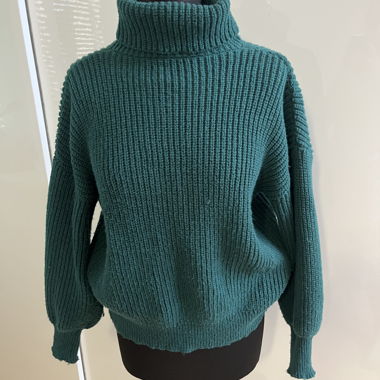 Pull col roulé turquoise