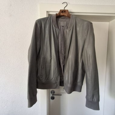 Grey Leather Jacket XL
