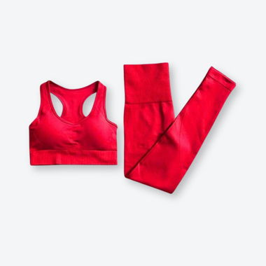 Rotes Sport-Set Seamless Leggings & Sport-BH Gr. S