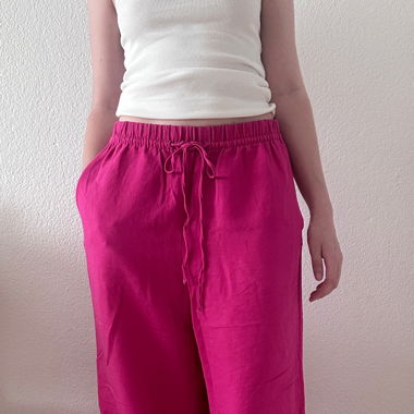 Pinke Leinen Hose Wide Leg