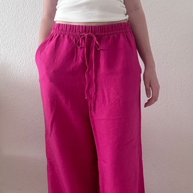 Pinke Leinen Hose Wide Leg