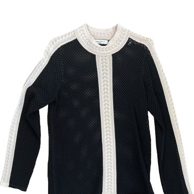 Sandro - Pull Crochet Crème et Noir