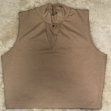 Crop Top smanicato beige