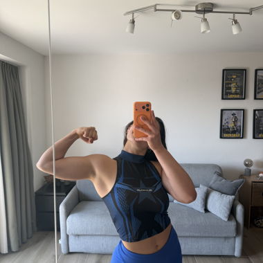 Crop top techno nero e blu