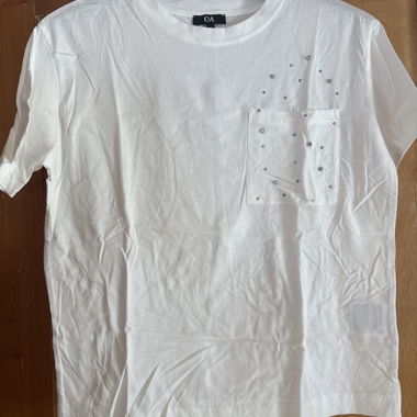 T-shirt con tasca + strass
