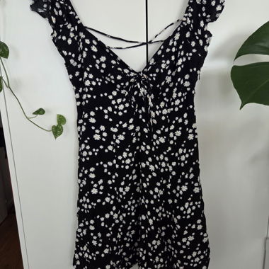 Black Floral Short Dress