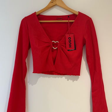 Cropped-Pullover mit Herz von Boss
