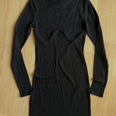 Black Ribbed Bodycon Dress