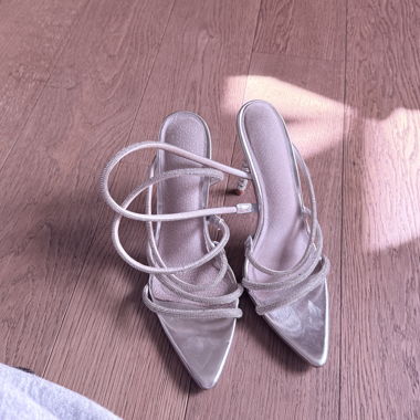Silberne Riemchen High-Heel-Sandalen EU 39
