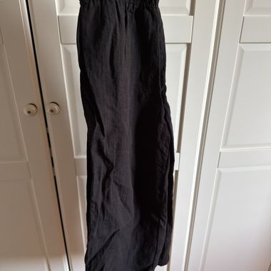 Schwarze weite Hose Linen Look