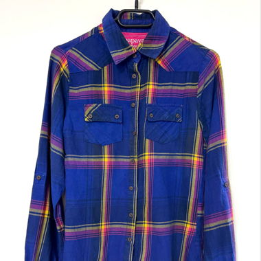 navy blue checked shirt papaya M 38