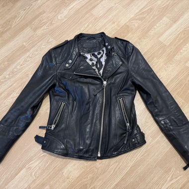 Veste motard vintage en cuir noir