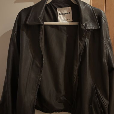 brown leather jacket