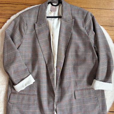 Blazer oversized boyfriend ohne Knöpfe XXL kariert