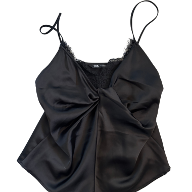 Schwarzes Satin-Camisole-Top