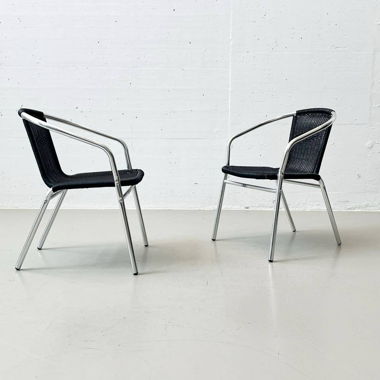 Stapelbare Outdoor Stühle mit Kunstoffgeflecht 
