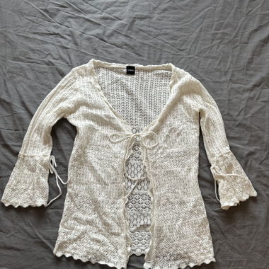 Cardigan di maglia beige annodato davanti (estate) XS-S