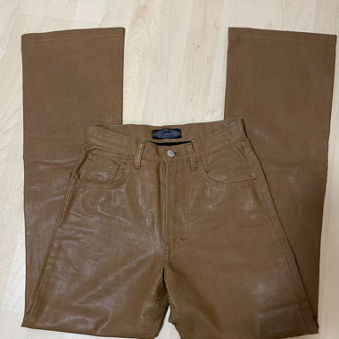 Faux Leather Flared Trousers
