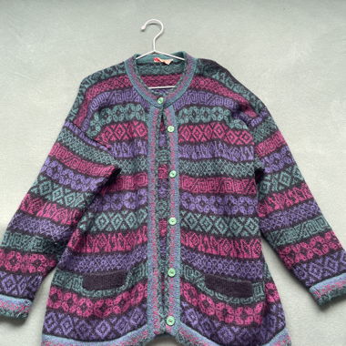 Gilet laine alpaga Pérou jacquard multicolore