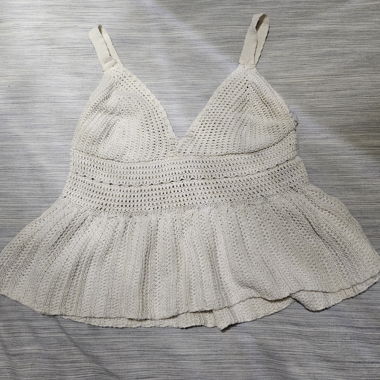 Ecru crochet top with straps