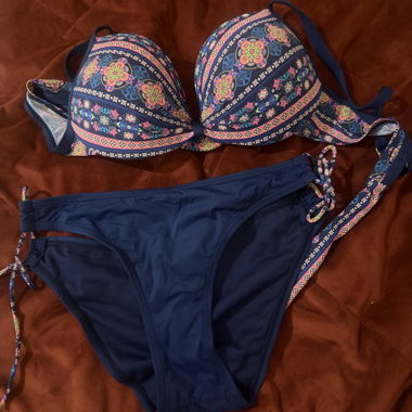 Bikini due pezzi fantasia blu Taglia 40