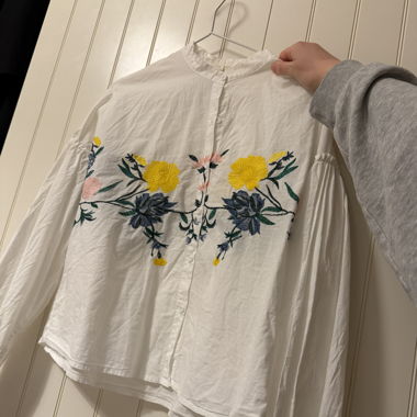 White Blouse with Floral Embroidery