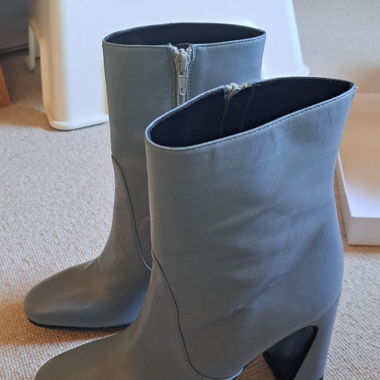 Leder Stiefel hellblau