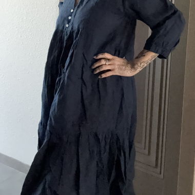 Robe ample en lin bleu marine Manor 36