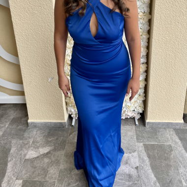Blue Satin Long Dress