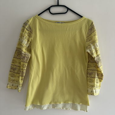 Vintage-Top aus zartem gelbem Mesh S M