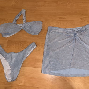 Blaues Glitzer-Bikini-Set