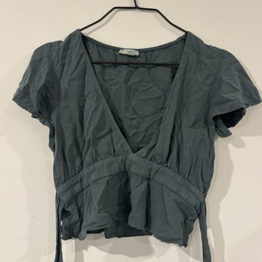 Top corto incrociato verde maniche corte S
