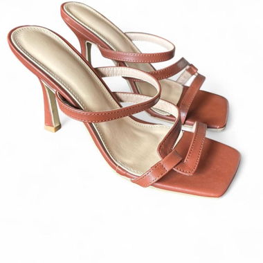 Brown strappy heeled sandals