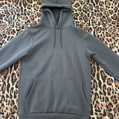 Plain grey hooded sweatshirt