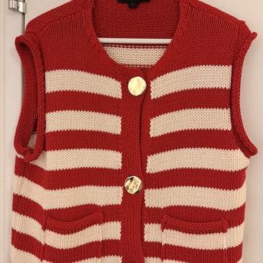 Top in maglia Zara senza maniche rosso/bianco