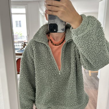 Teddy fleece crop cropped hoodie Bikbok mint green