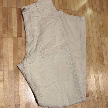 Pantaloni cargo in lino bianco avorio