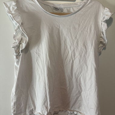 Weisses Ruffle T-Shirt