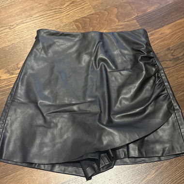 Black Faux Leather Pants Skirt