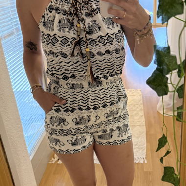 Sommer Jumpsuit mit Elefantenmuster - Grösse S/M