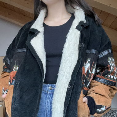 Vintage Winterjacke aus Echtleder mit Fell