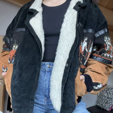 Vintage Winterjacke aus Echtleder mit Fell